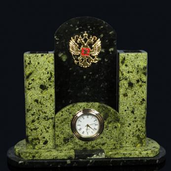 1310225 мс Письм.прибор змеевик с часами 20*8*18см