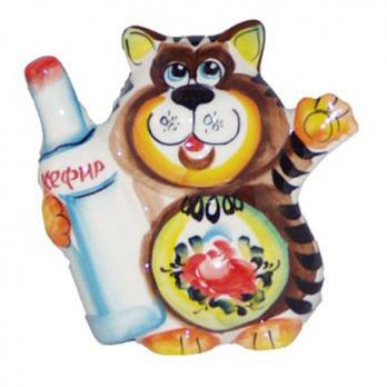 1038 Кот цветной гжель 9,5см