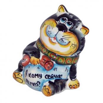 1048 Кот цветной гжель 11см