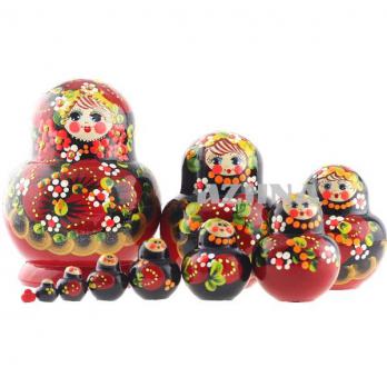 MS01002rojY-01 Матрешка 10м черно-красн.ягоды 15см
