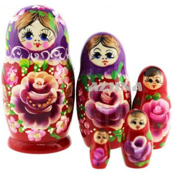 MS0502а-EfrT-03 Матрешка 5мест розы сиренев-красн.
