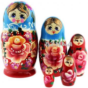 MS0502а-EfiT-05 Матрешка 5мест гол.платок кр.розы