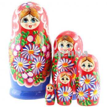 MS0503kozV-09 Матрешка 5 мест кр.-синяя ромашки