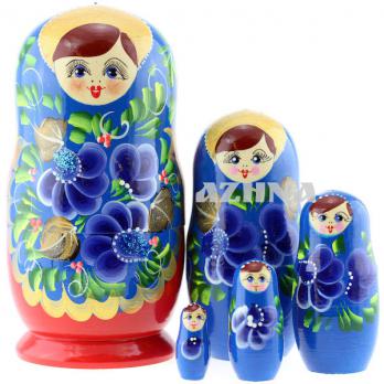 MS0503vugo-07 Матрешка 5мест голубой сарафан