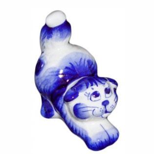1020 Кошка гжель 8,5см