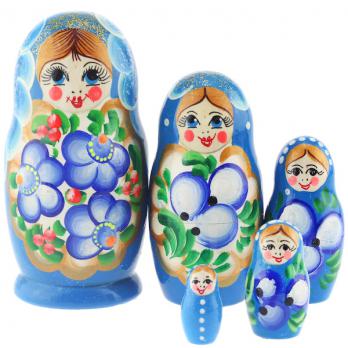 MS0502KozV-03 Матрешка 5 белый фартук цветы голуб
