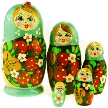 MS0502NazT-01 Матрешка  5м зеленый платок ягоды