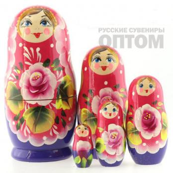 MS0503bosa-08 Матрёшка 5м роз сарафан фиолет розоч