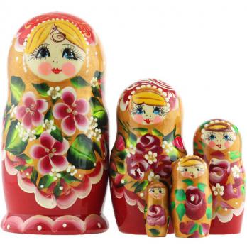MS0503KojN-06 Матрешка 5м золот сарафан красная цв
