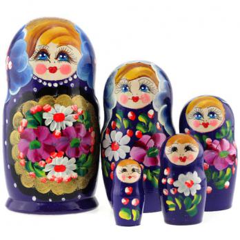 MS0504a-LyPM-09 Матрешка 5м золот медальон-фиолет