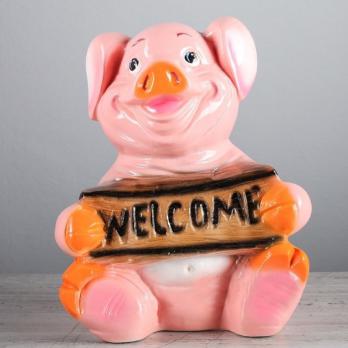 ПОРОСЁНОК "WELCOME" большой ГЛЯНЕЦ 26 см