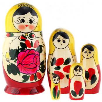 MC0502y матрёшка 5 мест желтый платок 11см
