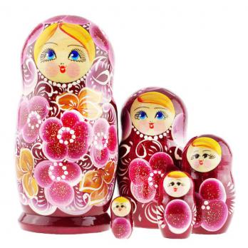 MS0503nefe-02 Матрешка 5 мест бордо 15см