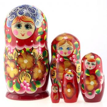MS0503pisk-05 Матрешка 5 мест бордо 15см