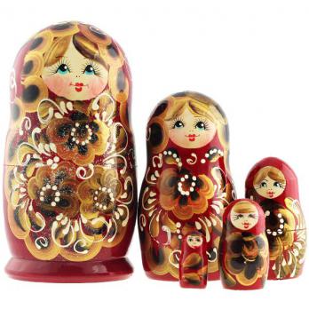 MS0504filA-02 Матрешка 5 мест бордо 17 см