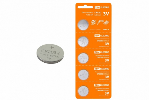 Элемент питания TDM CR2032 Lithium 3V BP-5