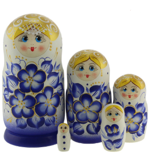 MS0503Gzhel Матрёшка 5 мест средняя 