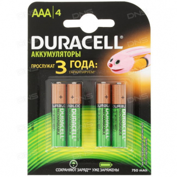 Акк. батарея  Duracell HR03-4BL 750mAh