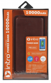 USB зарядки для мобильных устройств_25 напр PB1001  Intro Power Bank 10 000 mAh, brown leather
