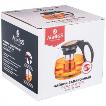 884-030 ЧАЙНИК ЗАВАРОЧНЫЙ AGNESS С ФИЛЬТРОМ ИЗ НЖС 1100 МЛ. 