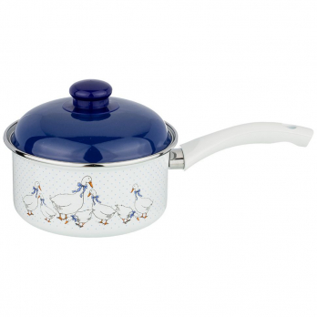 951-036 КОВШ AGNESS ЭМАЛИРОВАННЫЙ С ПЛАСТИК.РУЧКОЙ, СЕРИЯ ГУСИ 1,5Л ДИА.16СМ											