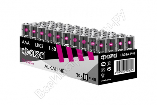 .ФАZА LR03 Alkaline Pack-40 (кратно 40)																			