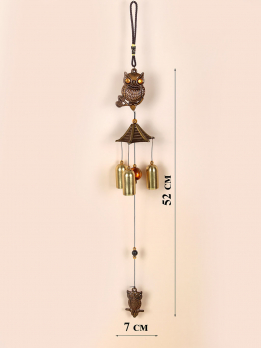 К30972 Подвесные колокольчики фен-шуй с совой (металл)