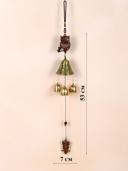 К30970 Подвесные колокольчики фен-шуй с совой (металл)