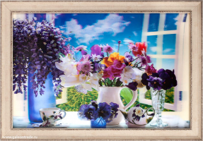 Картина 5D 40х60 091 Цветы в синей вазе / DS4017-720 /							