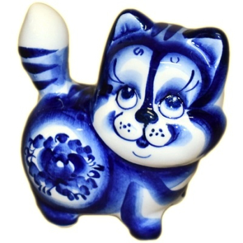 Кот гжель с надписью 7см, арт.7001