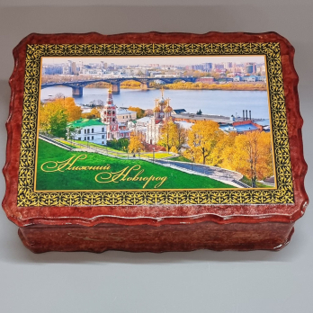 5503/3 Шкатулка лаков. Короб фигурный 23*18 с видами города