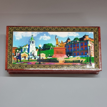 5464/2 Шкатулка лаков. Пенал 18*9 с видами города