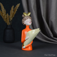 712176 Статуэтка-ваза Девушка в оранжевом 27 см / HGF-70 /уп 12
